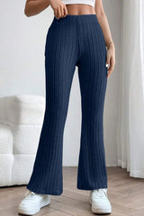 Basic Bae Full Size Ribbed High Waist Flare Pants - Flyclothing LLC