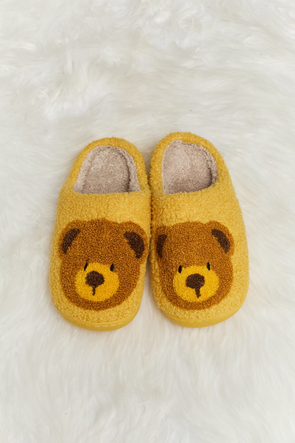 Melody Teddy Bear Print Plush Slide Slippers - Flyclothing LLC