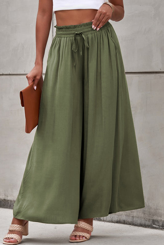 Drawstring Waist Wide Leg Pants - Flyclothing LLC