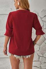 Notched Half Sleeve T-Shirt - Flyclothing LLC