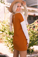 Color Block Round Neck Longline Top with Pockets - Trendsi