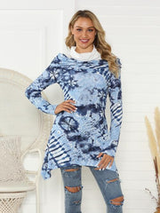 Printed Raglan Sleeve Mock Neck T-Shirt - Flyclothing LLC