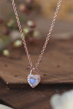 Moonstone Heart Lock Pendant Necklace - Flyclothing LLC