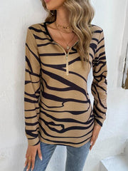 Printed Half Zip Long Sleeve T-Shirt - Flyclothing LLC