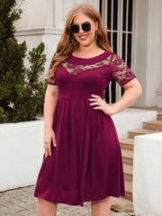 Plus Size Ruched Round Neck Short Sleeve Dress - Flyclothing LLC