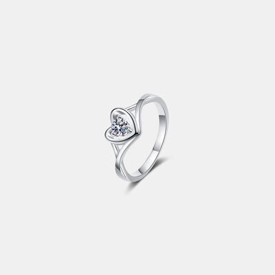 Moissanite Heart 925 Sterling Silver Ring - Flyclothing LLC