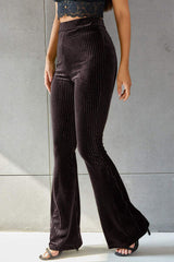 Ribbed High Waist Flare Pants - Flyclothing LLC