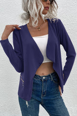 Open Front Zipper Pocket Cardigan - Flyclothing LLC