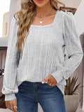 Square Neck Long Sleeve Top - Flyclothing LLC