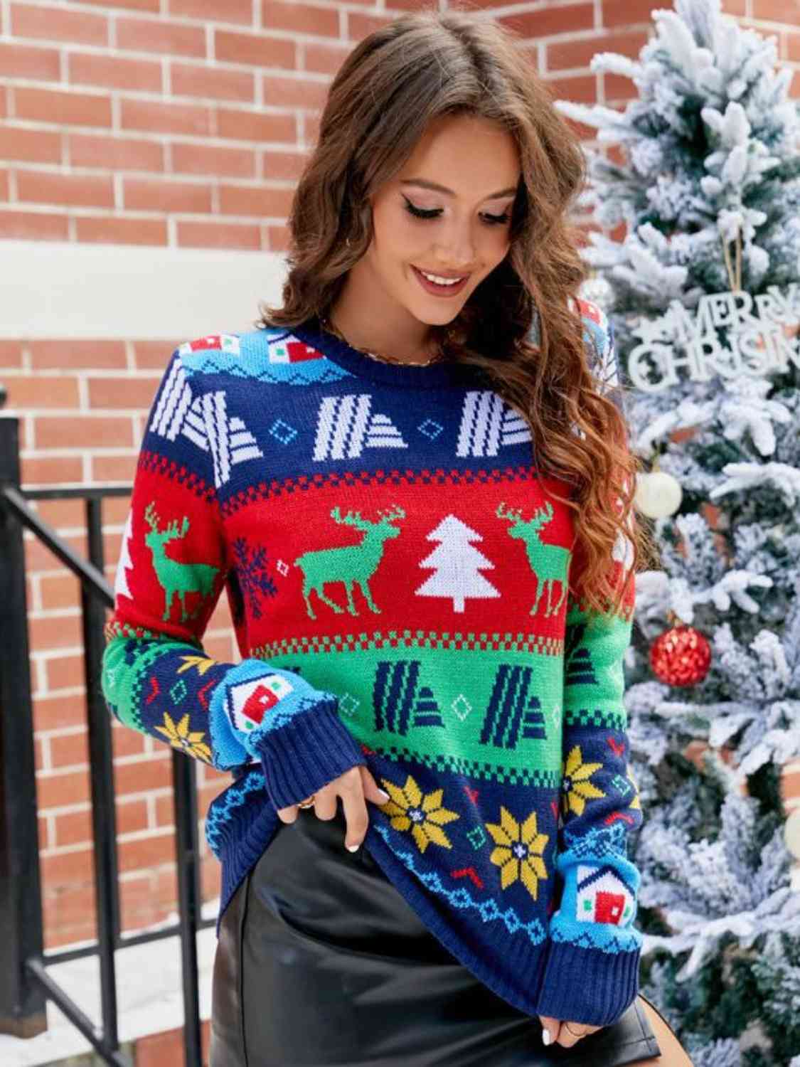 Christmas Round Neck Sweater - Flyclothing LLC