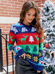 Christmas Round Neck Sweater - Trendsi