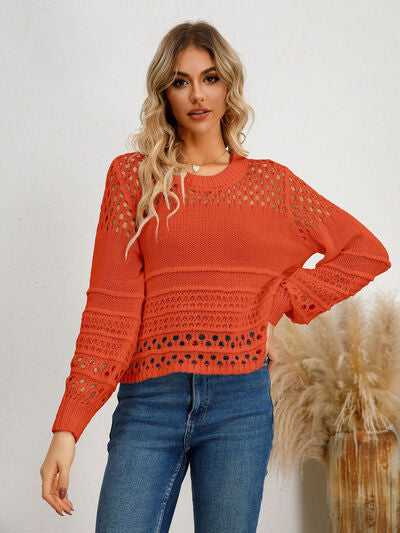 Cutout Round Neck Knit Top - Flyclothing LLC