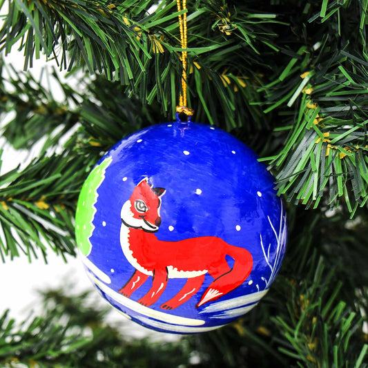 Handpainted Fox & Bird Ornaments, Set of 2 - Flyclothing LLC