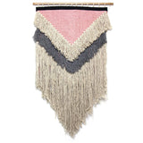 Handwoven Boho Wall Hanging, Pink with Cream Fringe - Flyclothing LLC