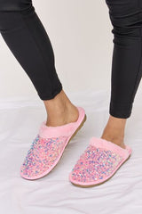 Forever Link Sequin Plush Round Toe Slippers - Flyclothing LLC