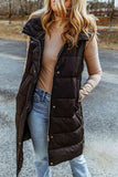 Longline Hooded Sleeveless Puffer Vest - Flyclothing LLC