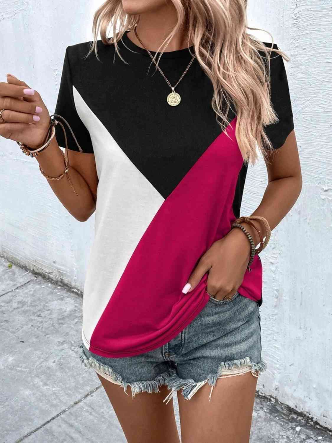 Color Block T-Shirt - Trendsi