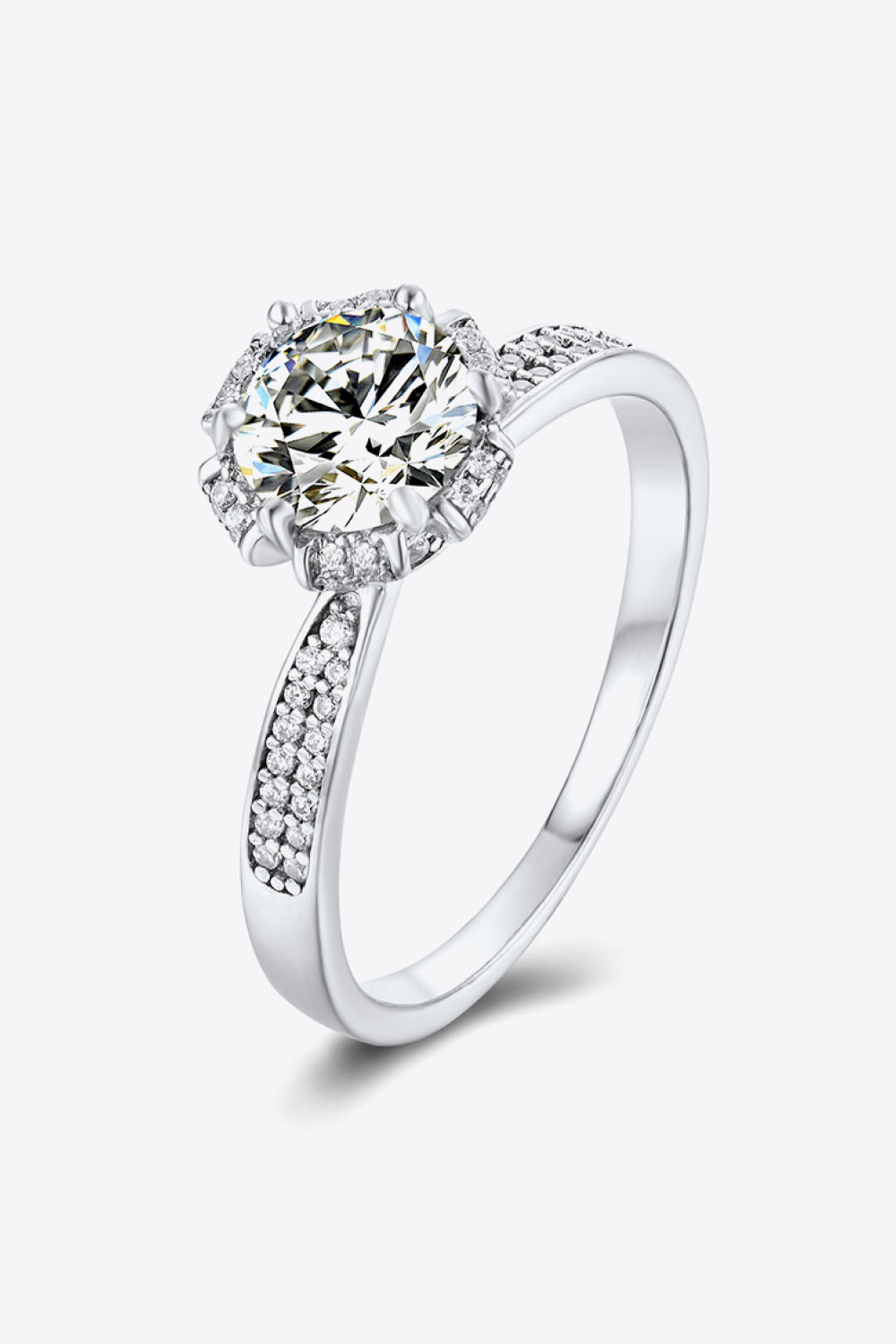 925 Sterling Silver 1 Carat Moissanite Ring - Flyclothing LLC