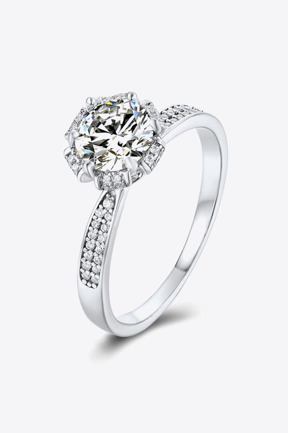 925 Sterling Silver 1 Carat Moissanite Ring - Trendsi