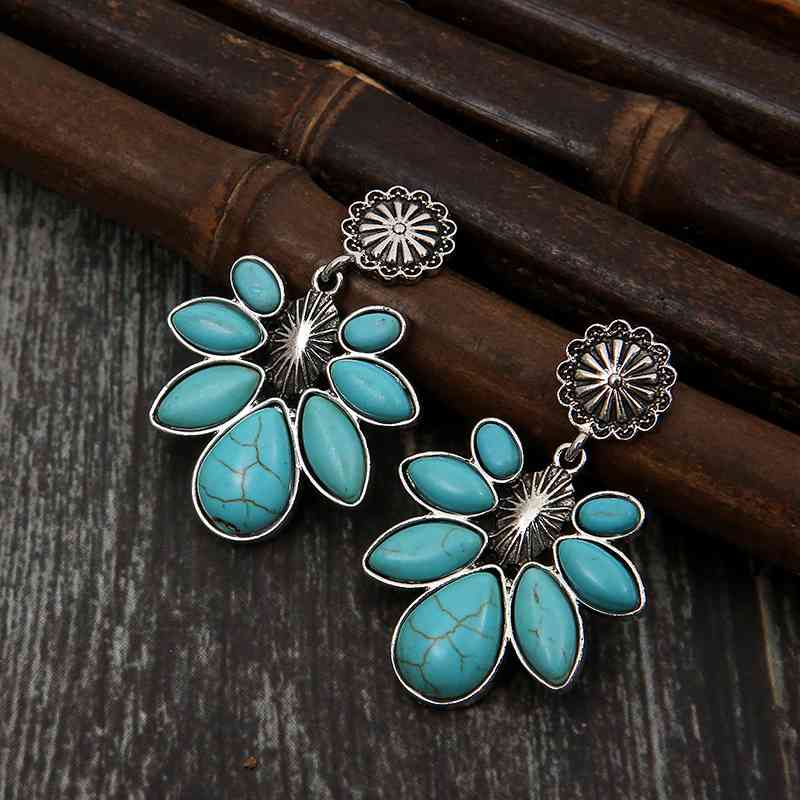 Artificial Turquoise Flower Earrings - Flyclothing LLC