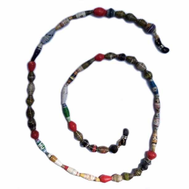 Face Mask/Eyeglass Paper Bead Chain, Black and Red - Flyclothing LLC