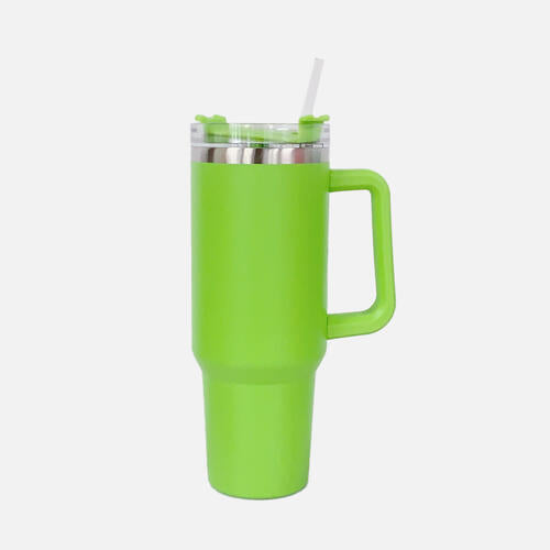 Stainless Steel Tumbler with Handle and Straw - Flyclothing LLC