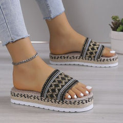 Geometric Weave Platform Sandals - Flyclothing LLC