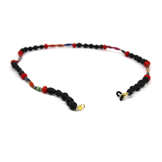 Face Mask/Eyeglass Paper Bead Chain, Black and Red - Flyclothing LLC