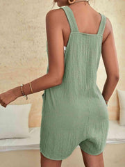 Full Size Scoop Neck Romper with Pockets - Trendsi