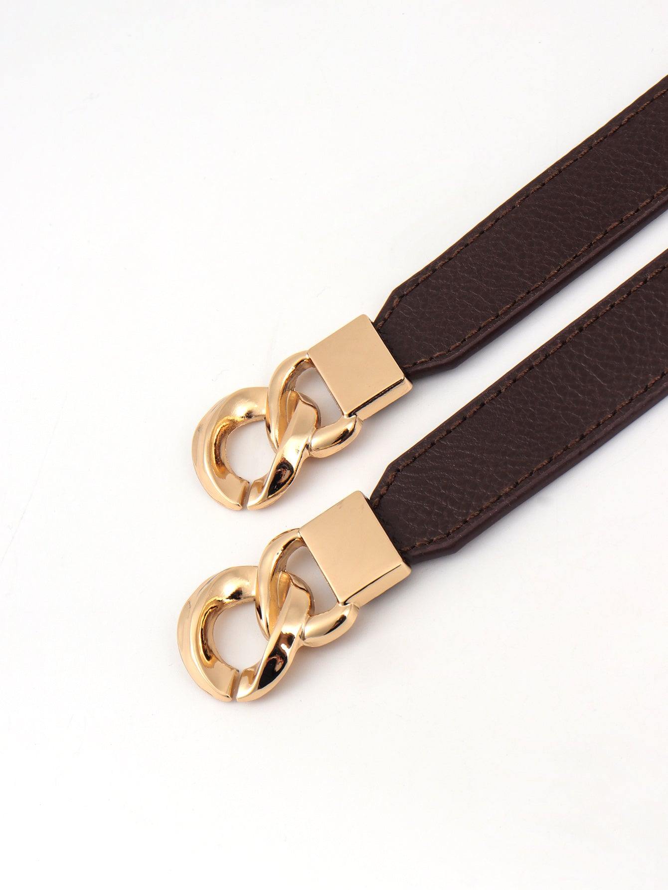 Zinc Alloy Buckle Elastic PU Belt - Flyclothing LLC