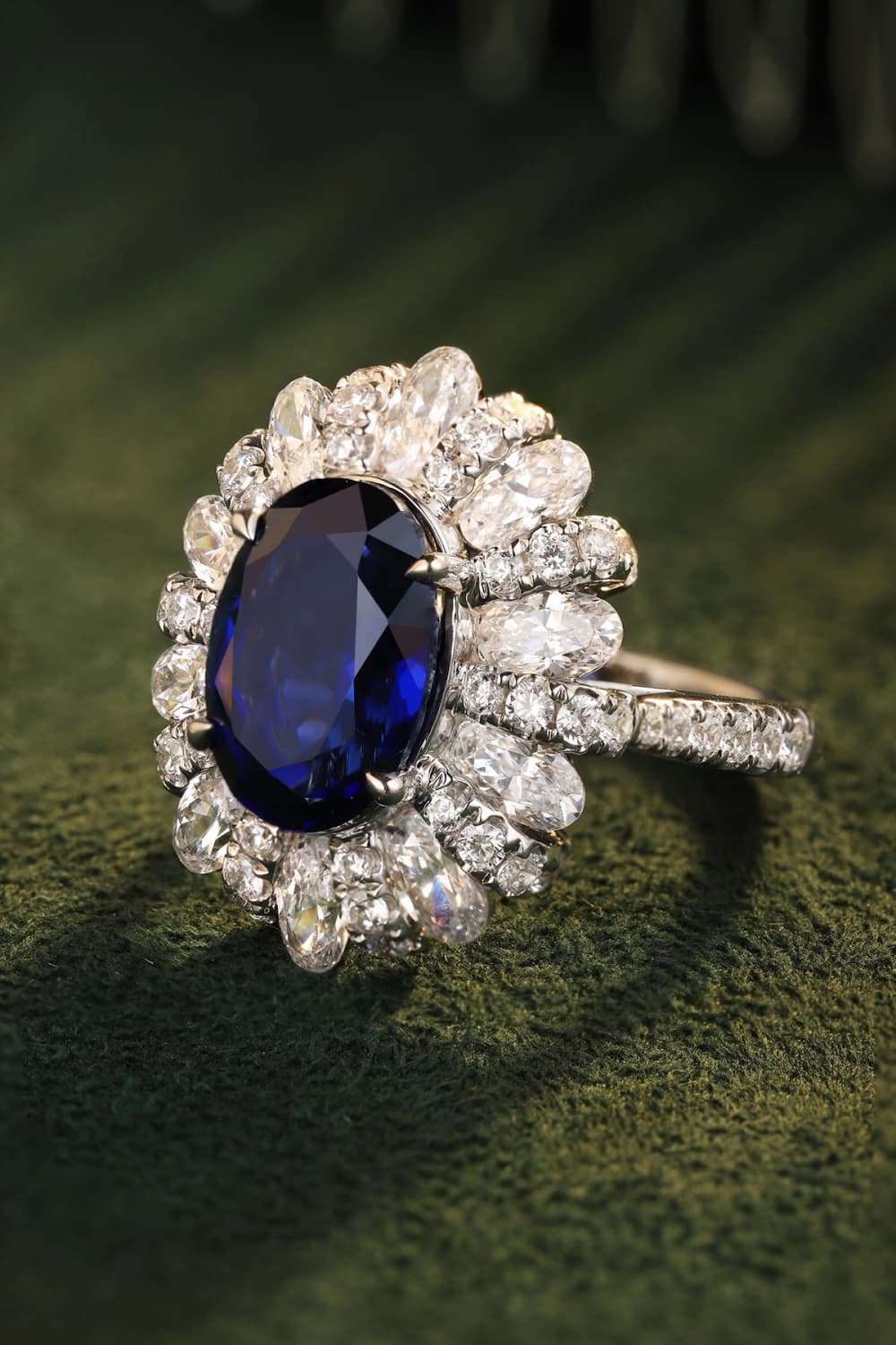 Lab-Grown Sapphire Flower Shape Ring - Flyclothing LLC