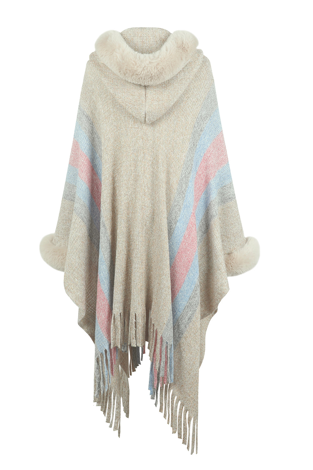 Color Block Fringe Detail Poncho – Flyclothing LLC