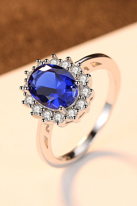 Synthetic Sapphire 925 Sterling Silver Ring - Flyclothing LLC