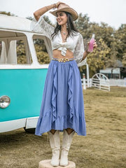 High Waist Ruffle Trim Skirt - Flyclothing LLC