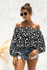 Polka Dot Off-Shoulder Layered Blouse - Flyclothing LLC