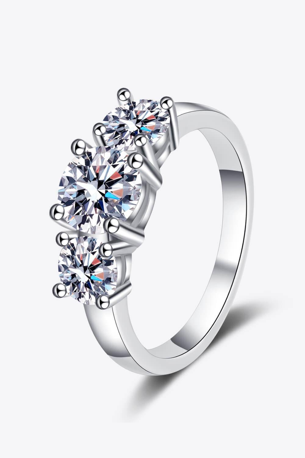 Stylish 925 Sterling Silver Moissanite Ring - Flyclothing LLC