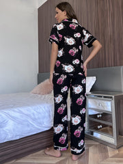 Floral Short Sleeve Shirt and Pants Lounge Set - Flyclothing LLC