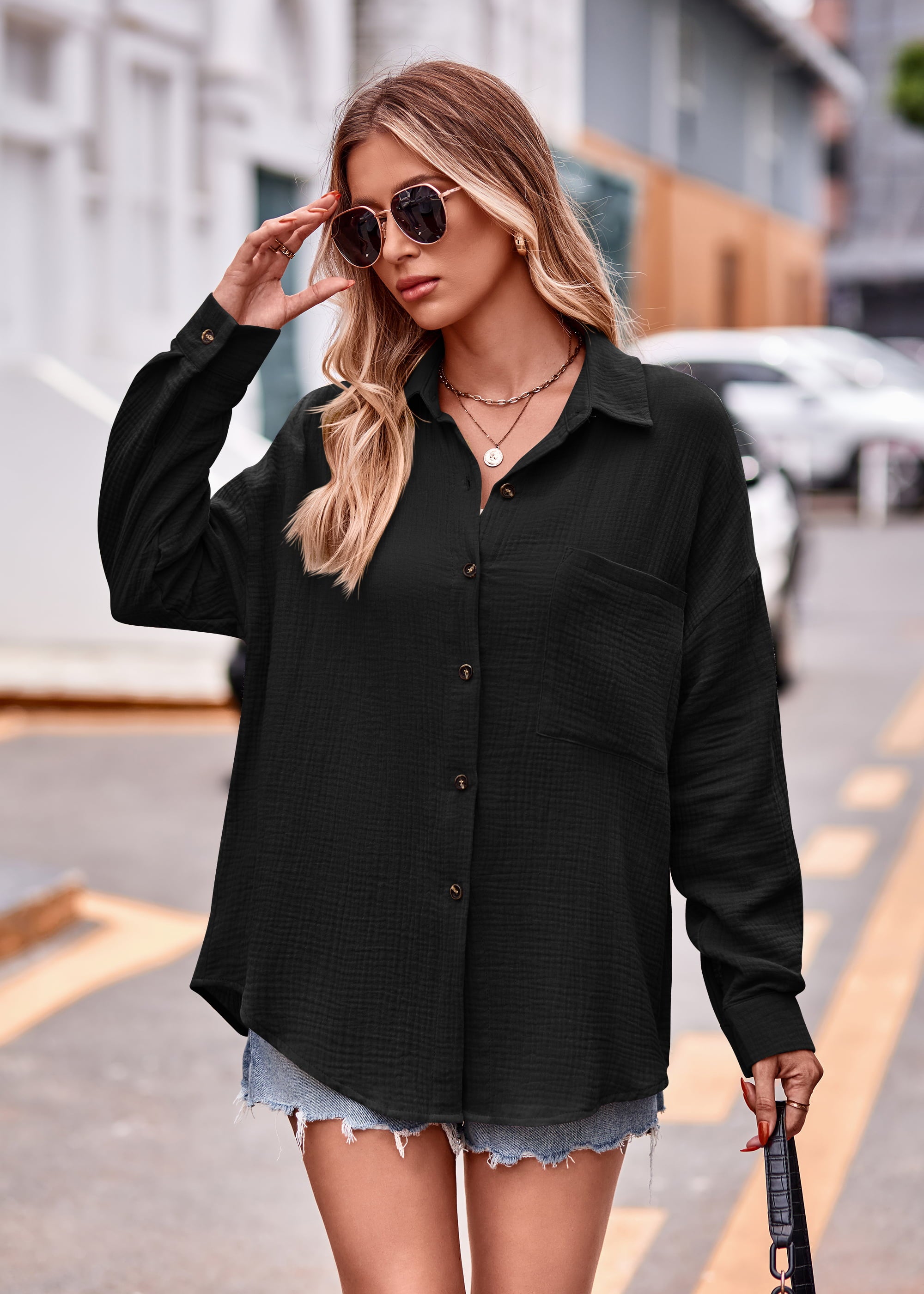 Textured Dropped Shoulder Longline Shirt – Flyclothing LLC