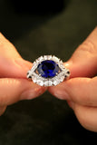 Platinum-Plated Lab-Grown Sapphire Ring - Flyclothing LLC