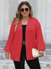 Plus Size Open Front Long Sleeve Cardigan - Flyclothing LLC