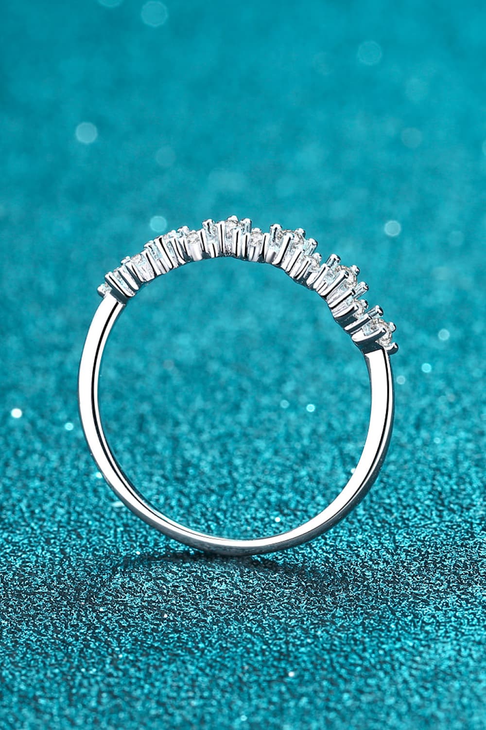 Moissanite Rhodium-Plated Half-Eternity Ring - Flyclothing LLC