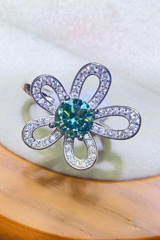 1 Carat Moissanite Flower Shape Open Ring - Flyclothing LLC