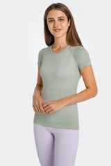 Round Neck Short Sleeve Active T-Shirt - Flyclothing LLC