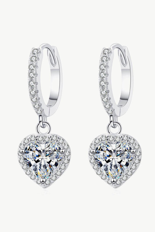 2 Carat Moissanite Heart-Shaped Drop Earrings - Flyclothing LLC