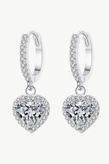 2 Carat Moissanite Heart-Shaped Drop Earrings - Trendsi