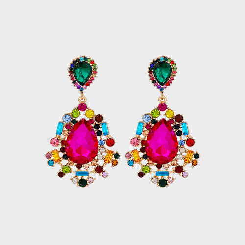 Teardrop Shape Rhinestone Alloy Dangle Earrings - Flyclothing LLC