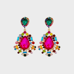 Teardrop Shape Rhinestone Alloy Dangle Earrings - Flyclothing LLC