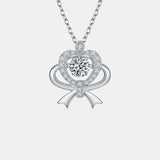 Moissanite 925 Sterling Silver Bow & Heart Necklace - Flyclothing LLC