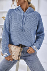 Drawstring Long Sleeve Hooded Sweater - Flyclothing LLC