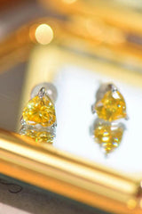 2 Carat Yellow Heart Moissanite Platinum-Plated Earrings - Trendsi